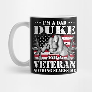 Vintage American Flag I'm A Dad Duke And A Veteran Nothing Scares Me Happy Fathers Day Veterans Day Mug